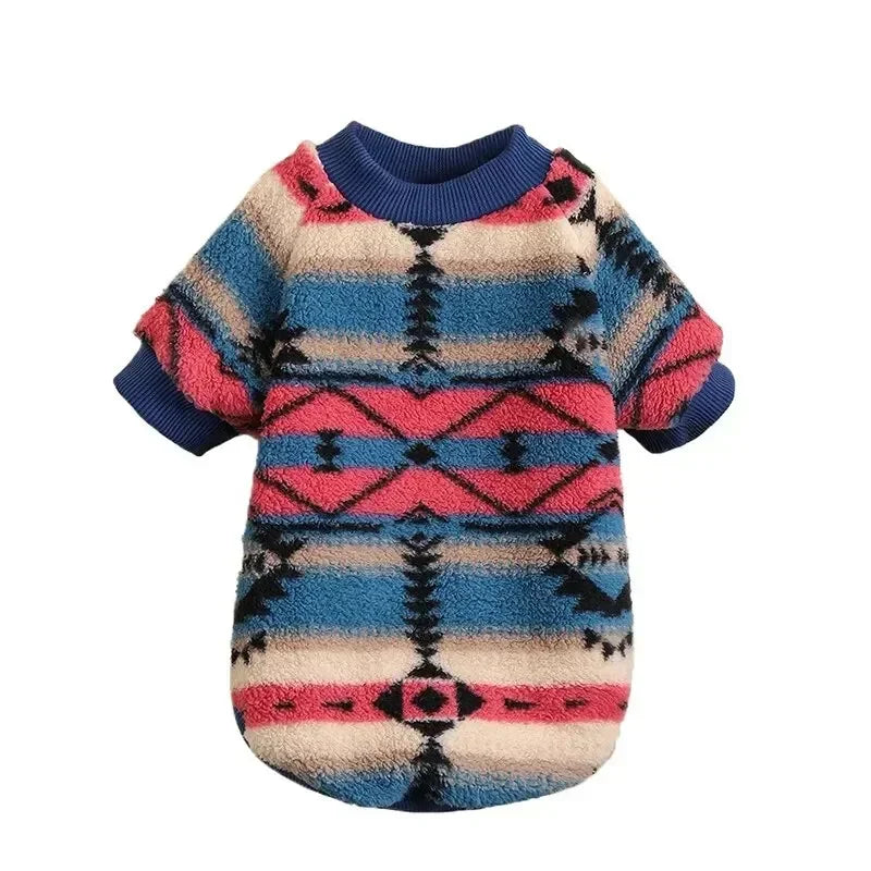 Autumn and Winter Cat and Dog Clothes Cute Striped Plush Polyester Sweatshirt Pet Clothes Durable
