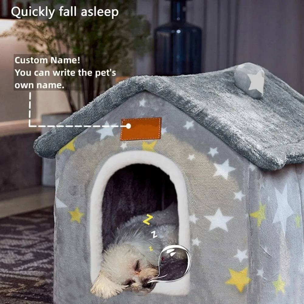 Dog House Indoor Memory Sponge, Foldable Dog House Kennel Bed Mat with Cushion for Small Medium