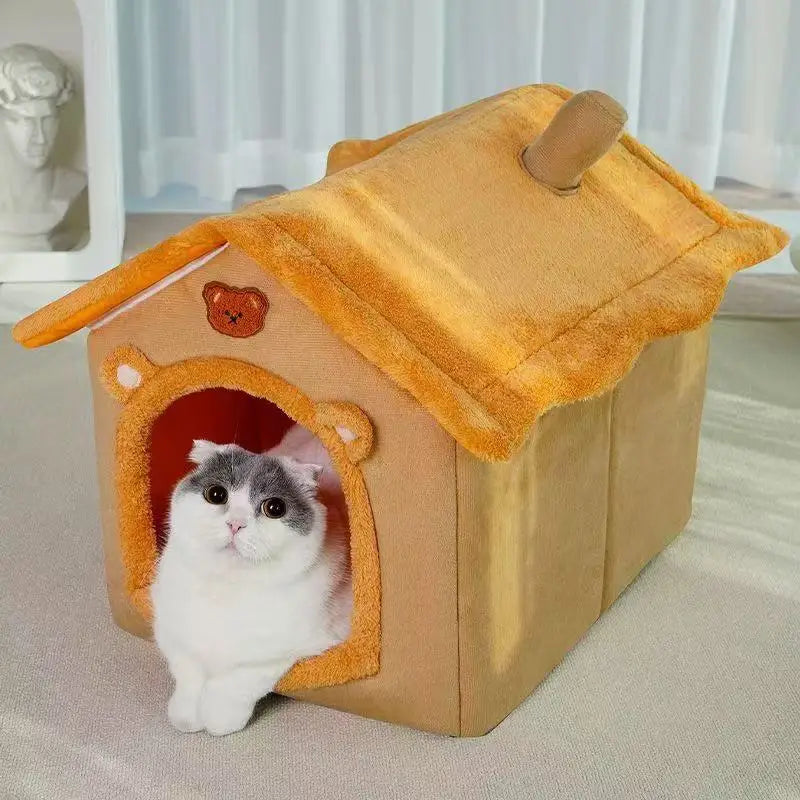 Winter Warm Pet Nest - 4-Season Use Dogs & Cats, Removable Washable Universal Pet House